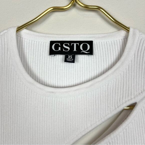 GSTQ White‎ Ribbed Sleeveless Cutout Knit Stretch Top Size XS - Picture 9 of 13